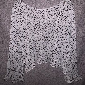 Sheer White Top with Black Stars